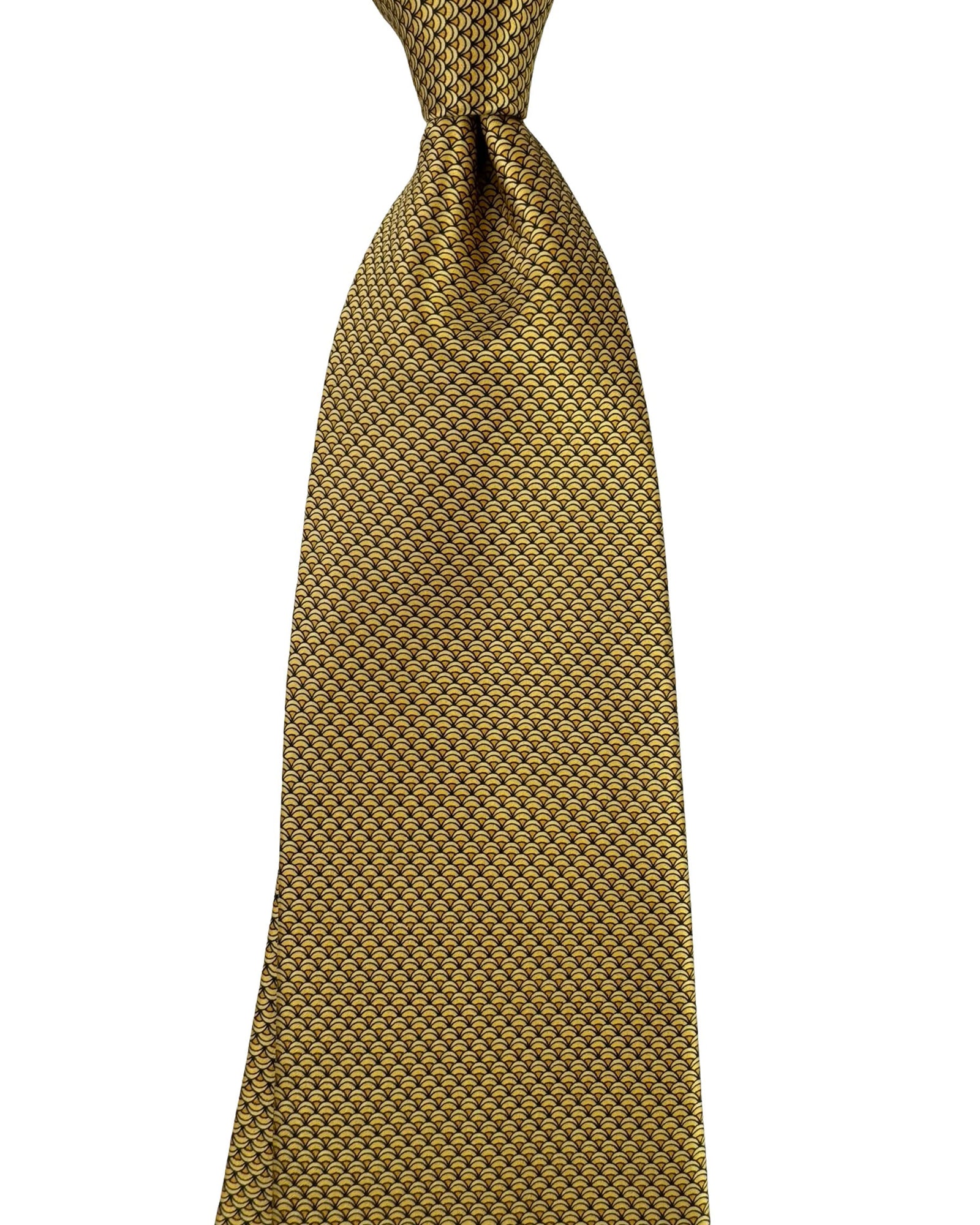 Zilli Tie Gold Scallop Scale Pattern- Extra Long Necktie