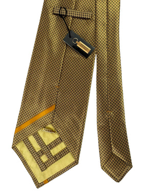 Zilli Tie Gold Scallop Scale Pattern- Extra Long Necktie
