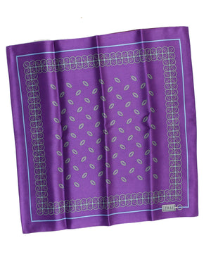 Zilli Silk Pocket Square Purple Design - Hand Made In Italy SALE