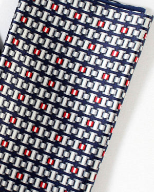Zilli Pocket Square Navy White Gray Red Geometric SALE