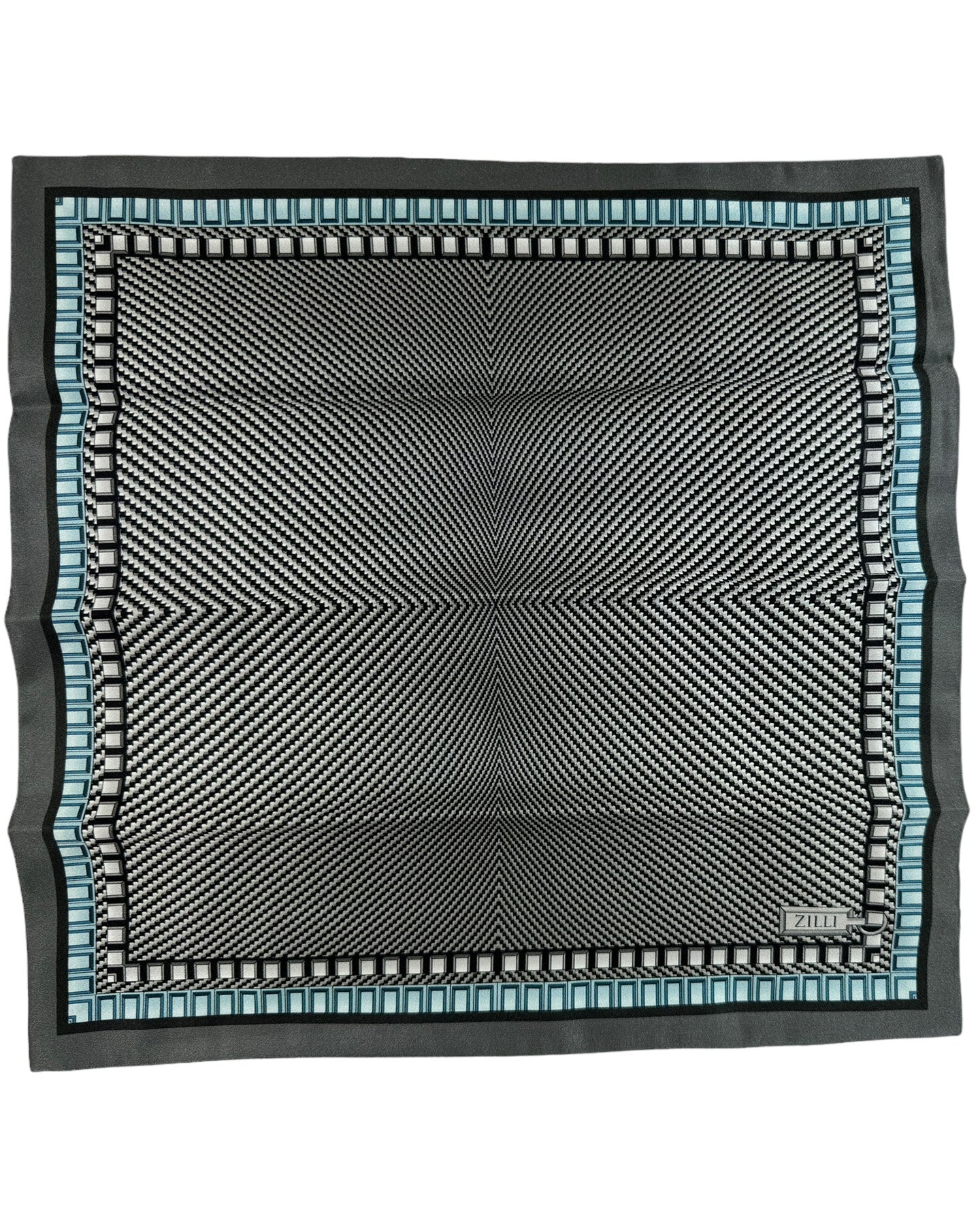 Zilli Silk Pocket Square Gray Micro Pattern Design