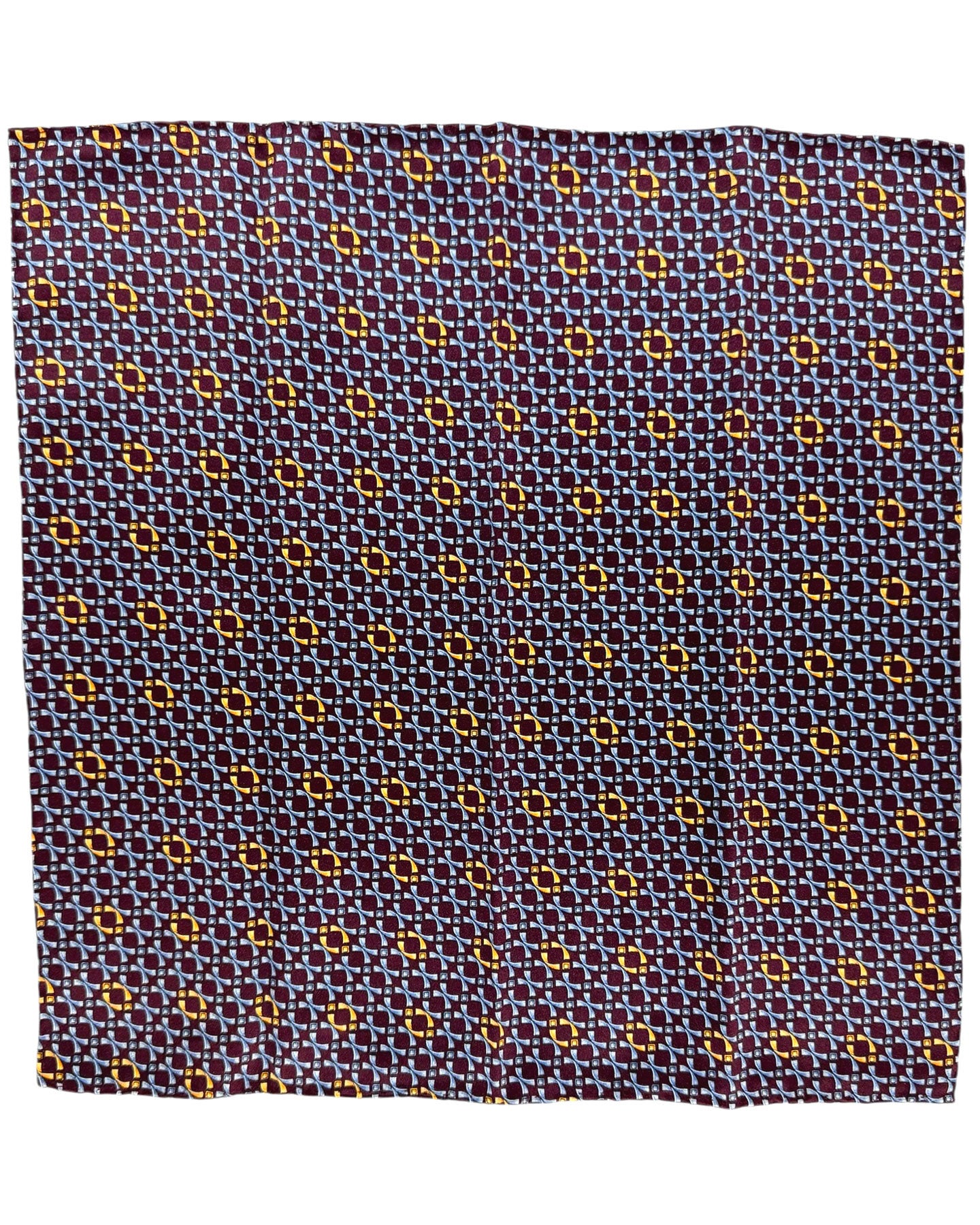 Zilli Silk Pocket Square Purple Blue Gold Geometric Design