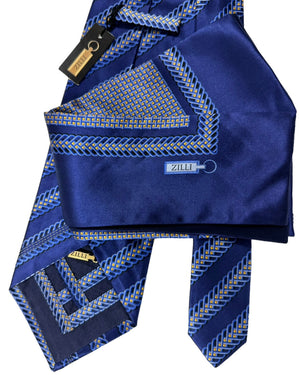 Zilli silk Tie & Matching Pocket Square Set 