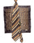 Zilli Tie & Matching Pocket Square Set Brown Stripes Design