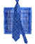 Zilli Tie & Matching Pocket Square Set Royal Blue Magenta Check Design