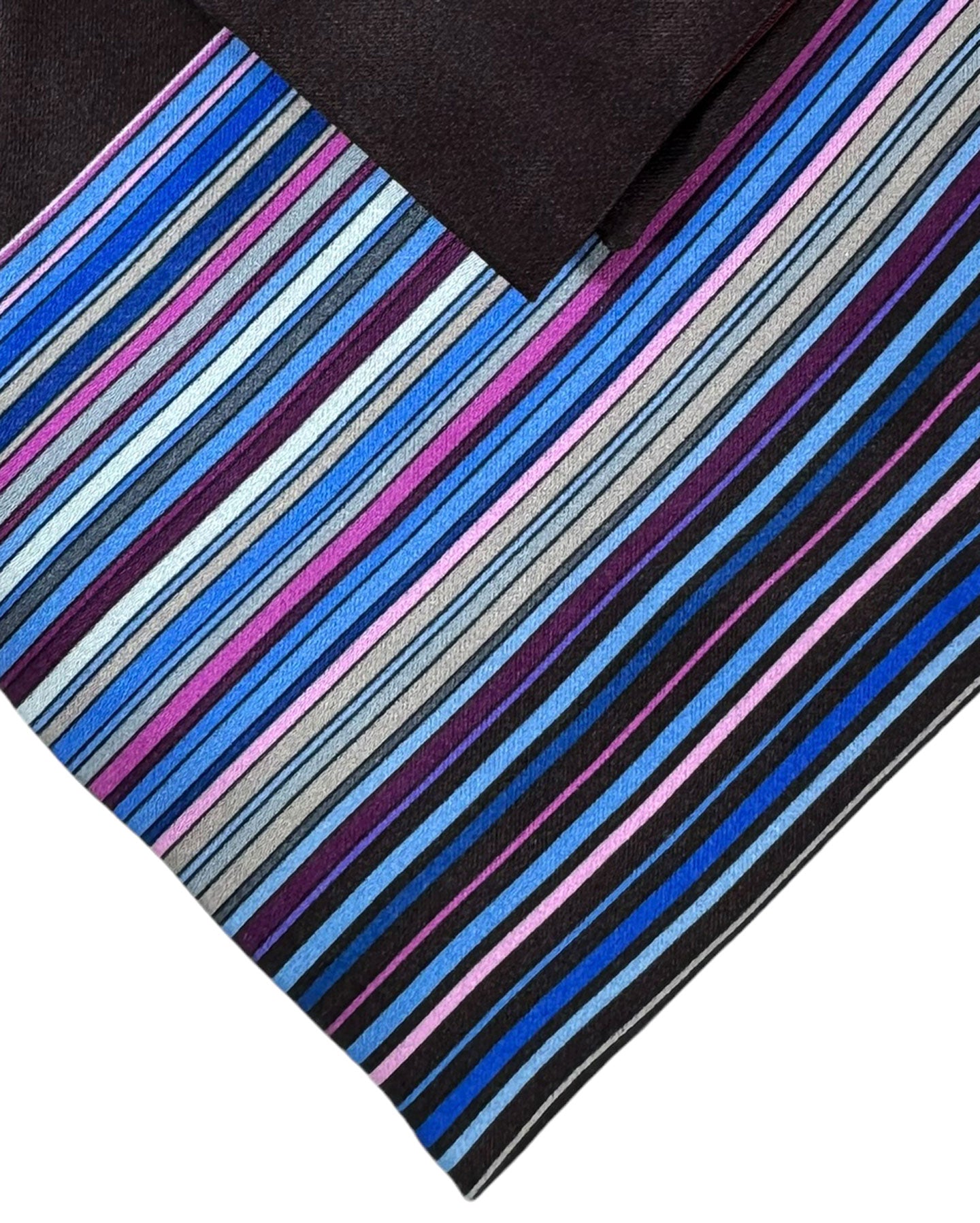 Zilli Tie & Matching Pocket Square Set Pink Blue Brown Stripes