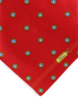 Zilli Silk Tie Red Geometric Micro Shapes - Wide Necktie