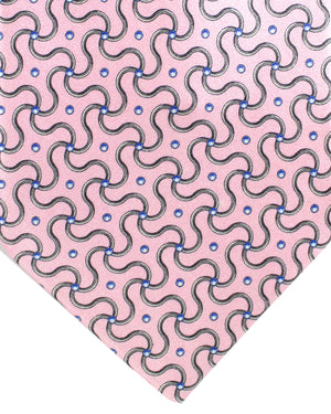 Zilli Silk Tie Pink Geometric Micro Shapes - Wide Necktie