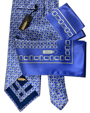 Zilli silk Tie & Matching Pocket Square Set 