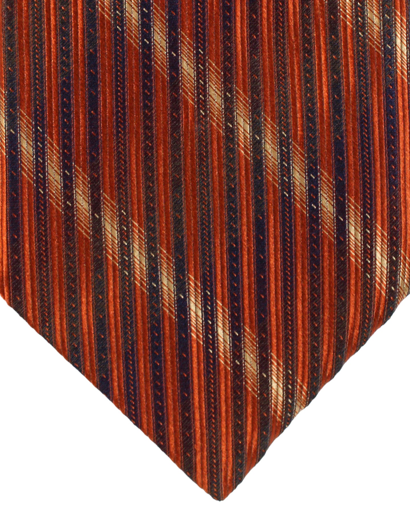 Zilli Silk Tie Rust Brown Stripes - Wide Necktie
