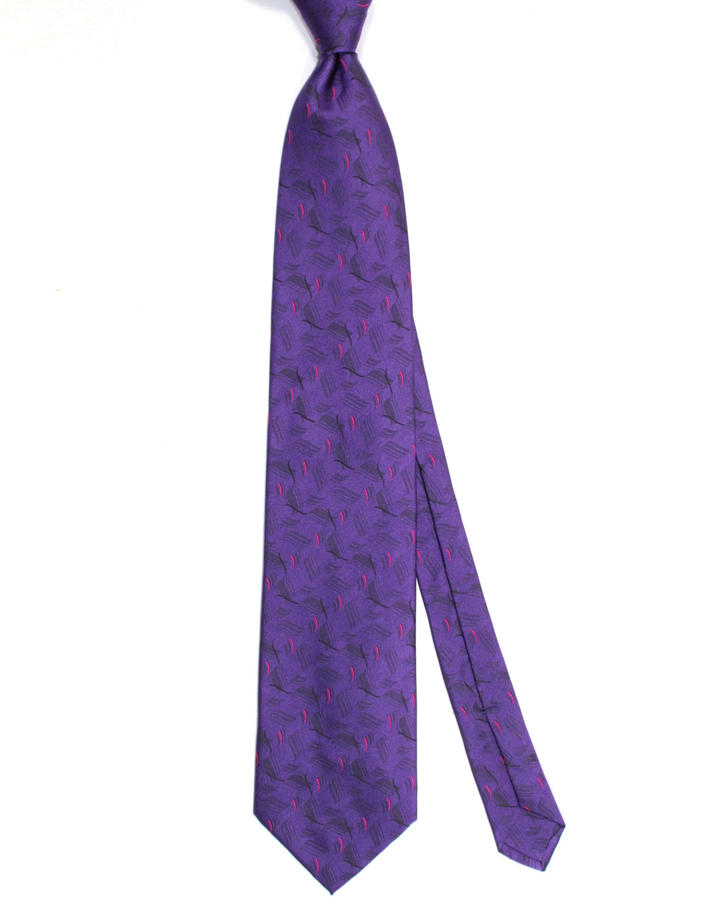 Zilli Silk Tie Purple Hot Pink Geometric - Wide Necktie
