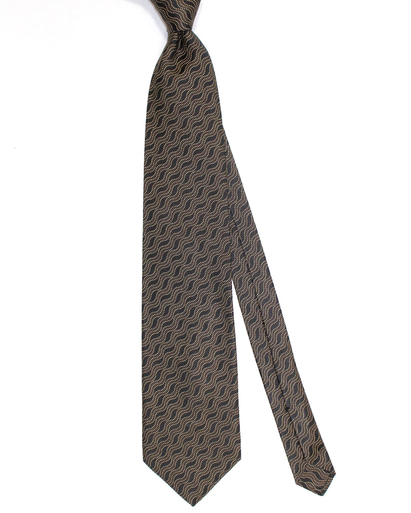 Zilli Silk Tie Black Silver Swirl - Wide Necktie