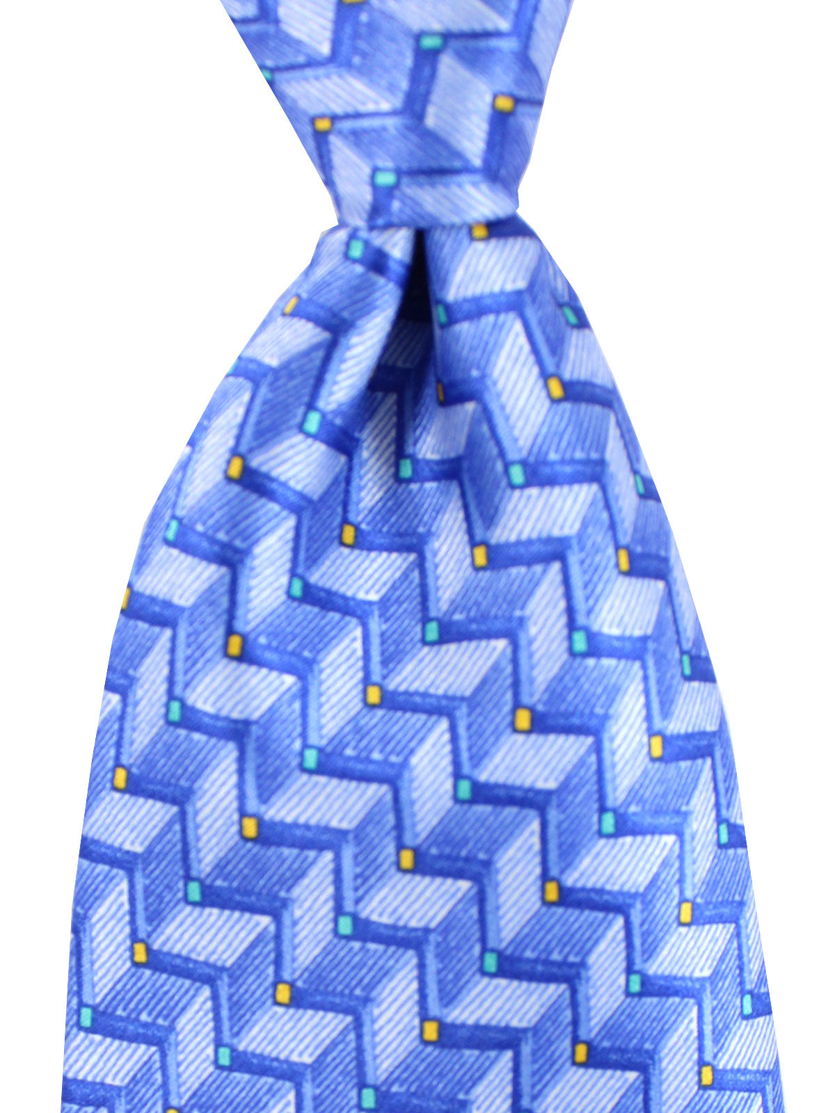 Zilli Silk Tie Blue Aqua Geometric Design - Wide Necktie