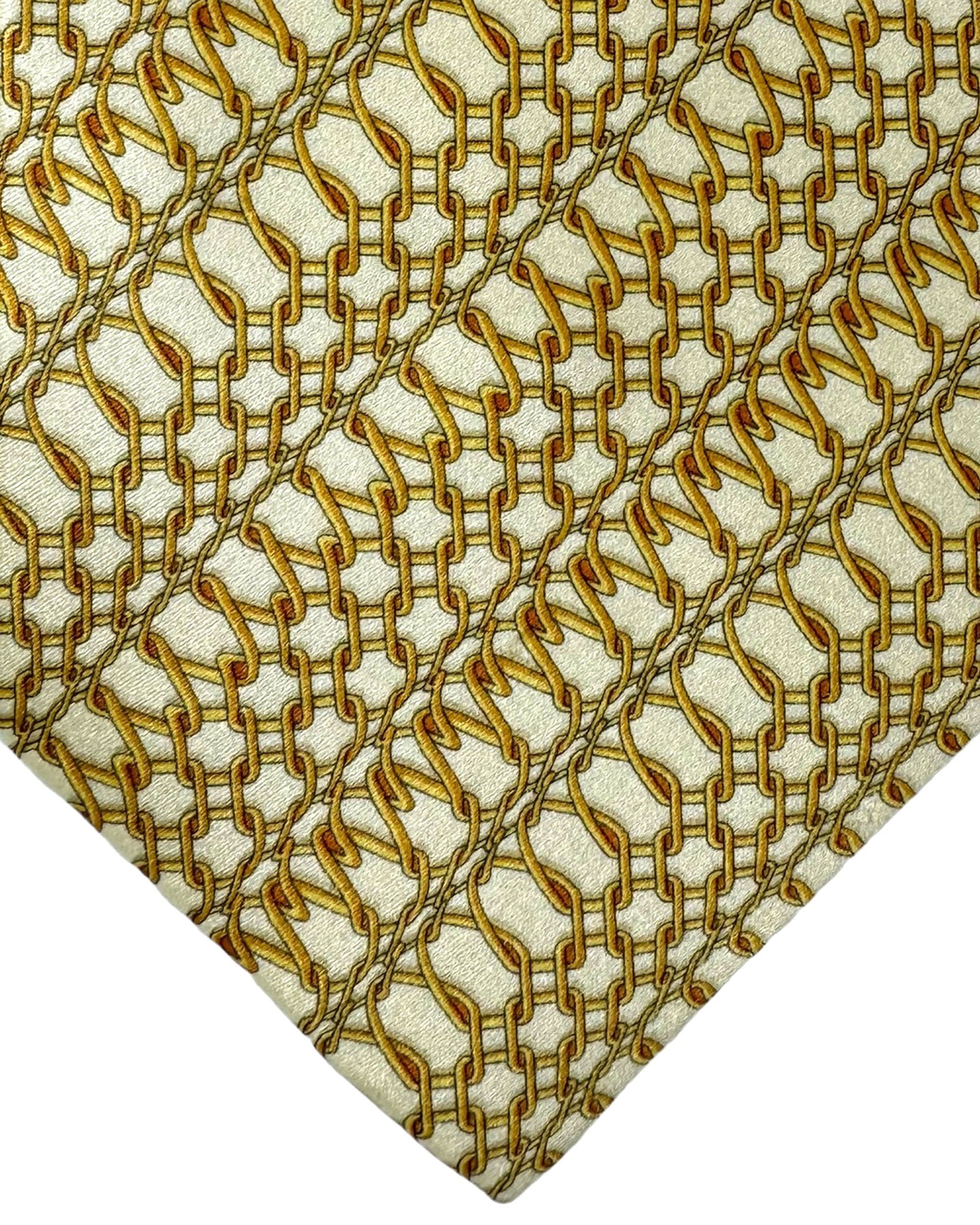 Zilli Silk Tie White Gold Chain Link - Wide Necktie