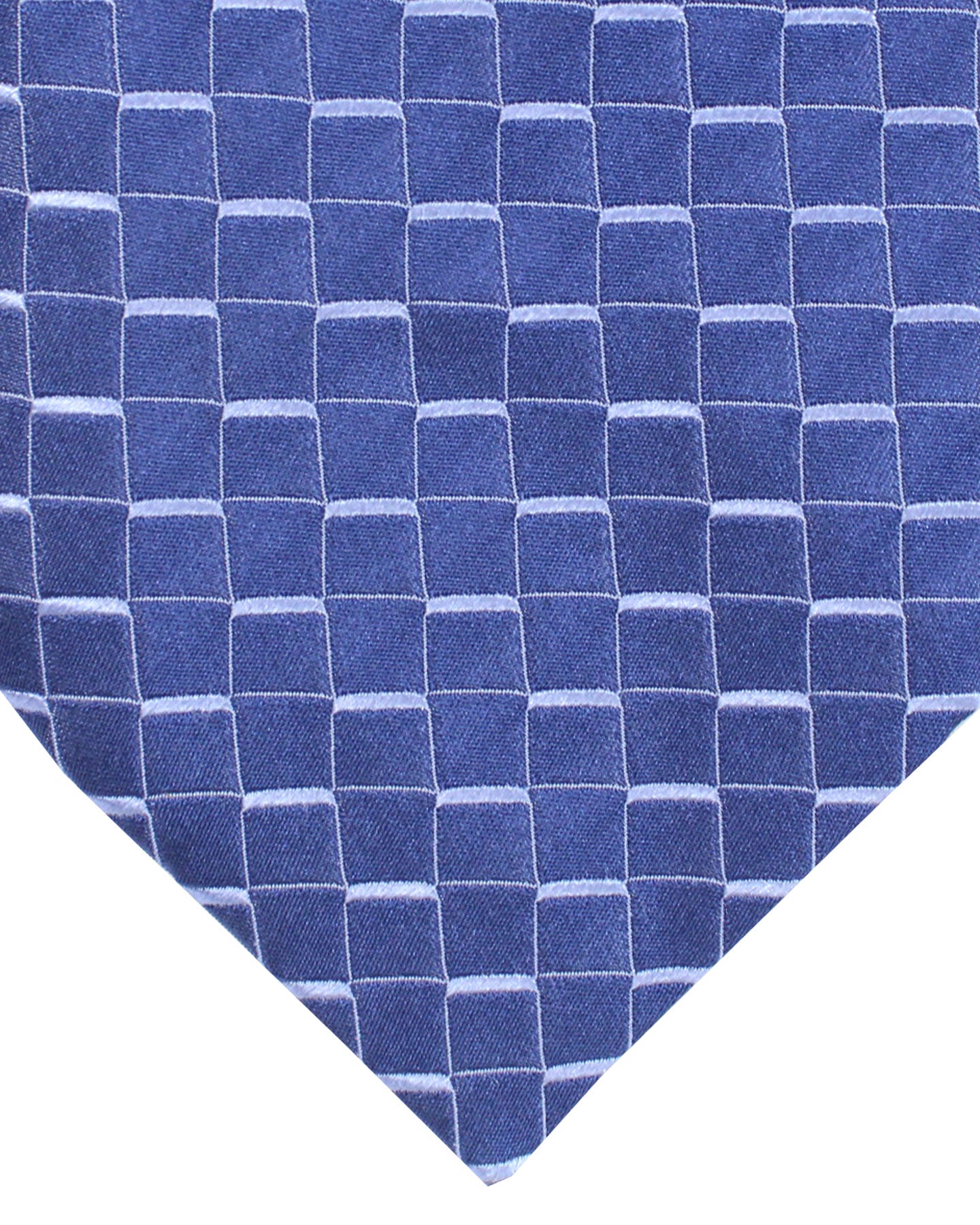 Zilli Extra Long Necktie Navy Blue Geometric - Hand Made In Italy