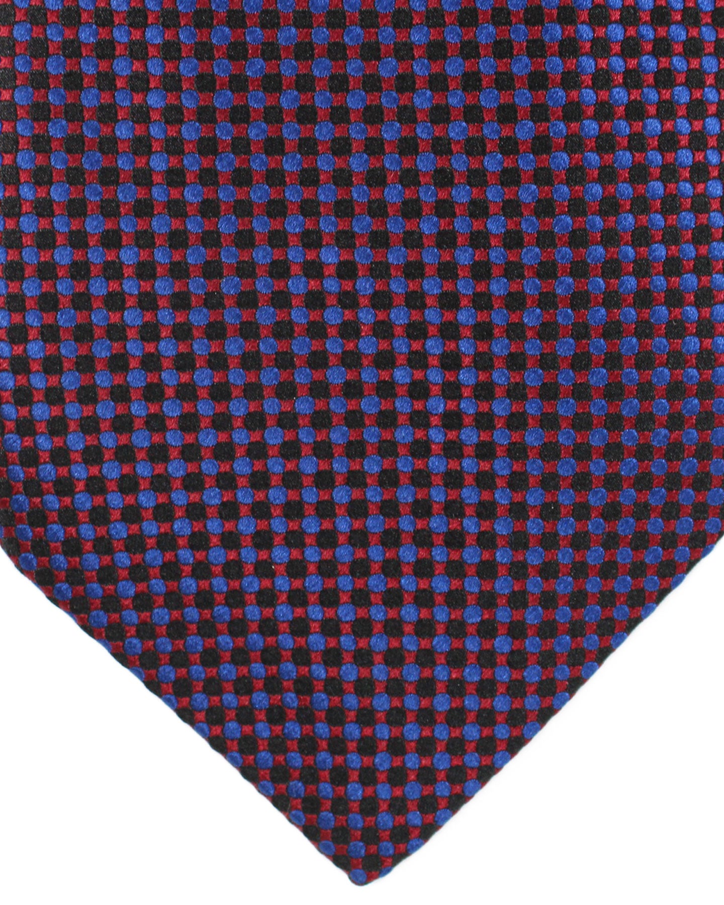 Zilli Extra Long Necktie Black Royal Blue Burgundy Geometric - Hand Made In Italy