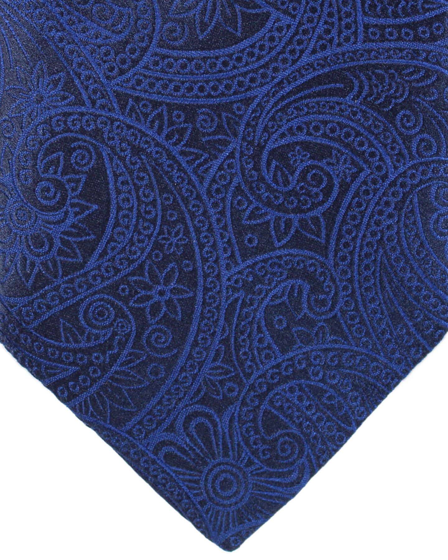 Zilli Extra Long Necktie Dark Blue Paisley - Hand Made In Italy