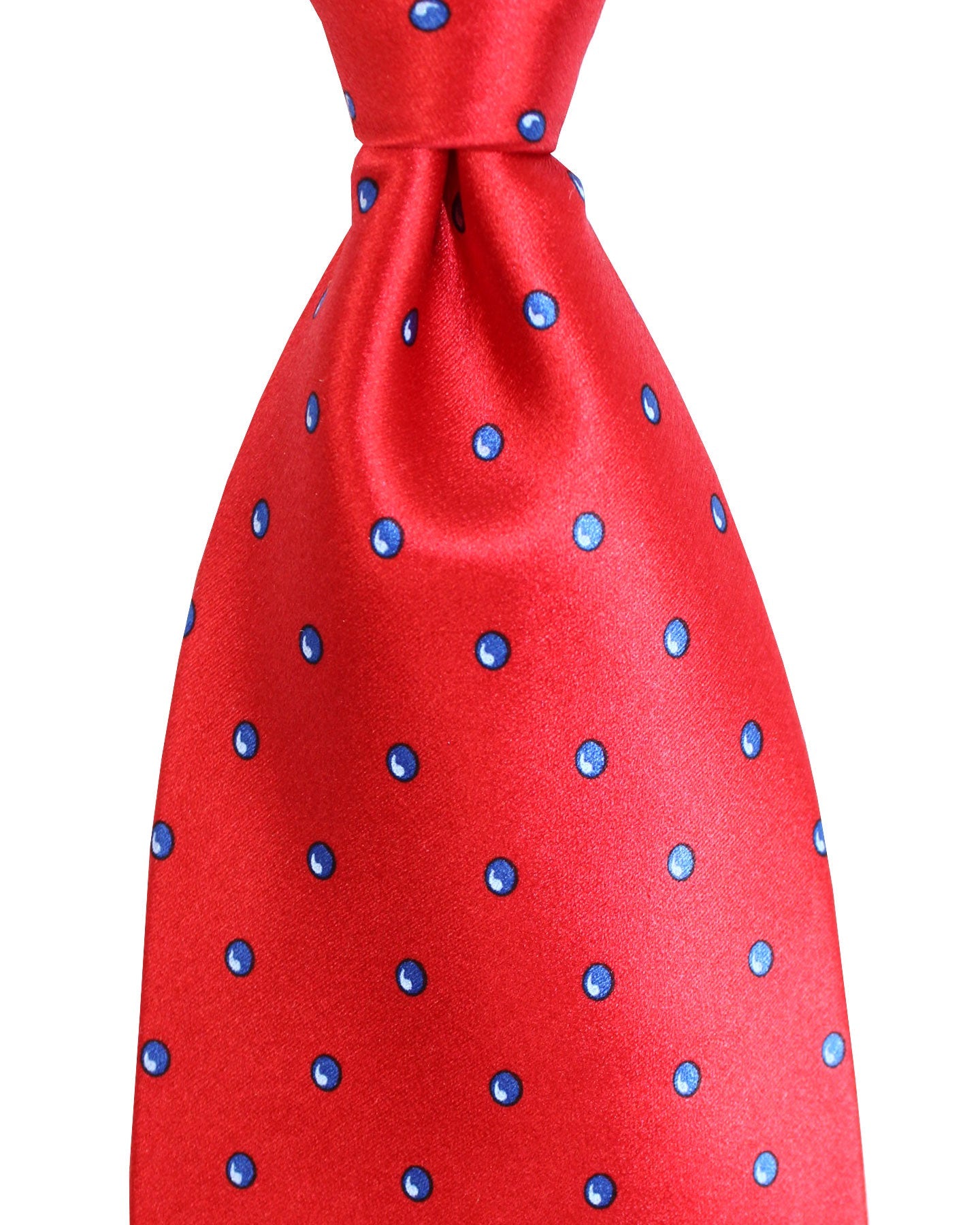 Zilli Silk Tie Red Navy Dots Design - Wide Necktie
