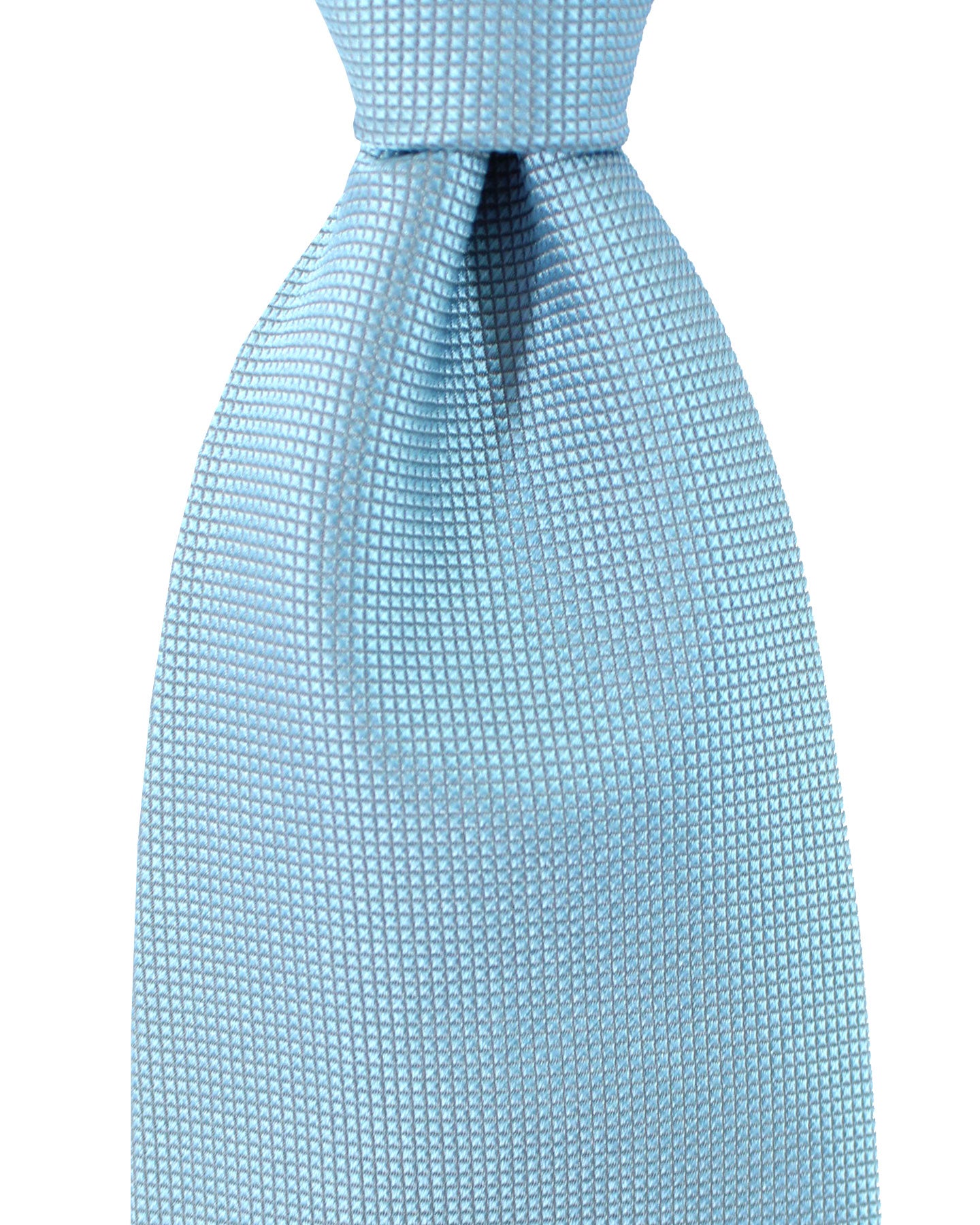 Zilli Silk Tie Powder Blue Micro Check Design - Wide Necktie