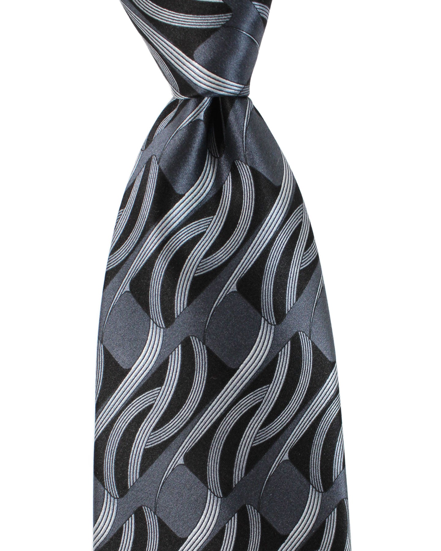 Zilli Silk Tie Black Gray Swirl - Wide Necktie