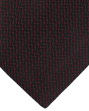 Zilli Silk Tie Black Fuchsia Logo - Wide Necktie