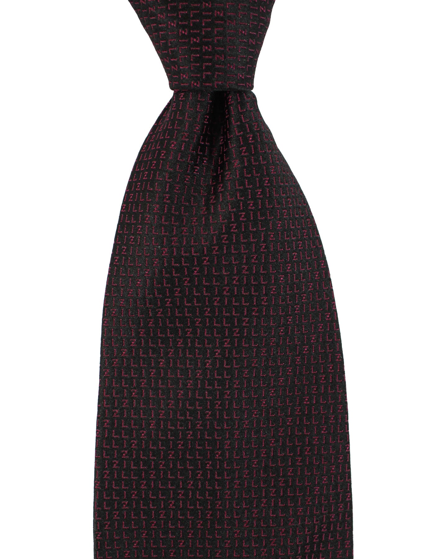 Zilli Silk Tie Black Fuchsia Logo - Wide Necktie