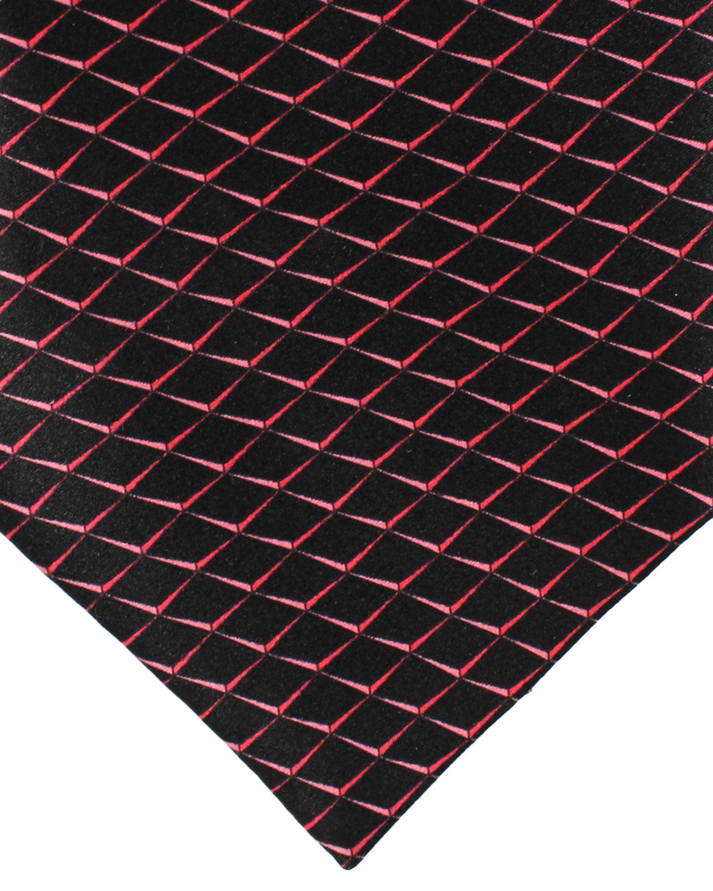 Zilli Silk Tie Black Pink Geometric - Wide Necktie