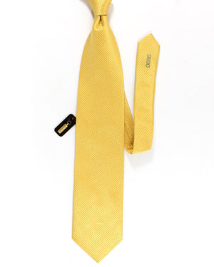 Zilli Silk Tie Orange Gold Solid Pattern - Wide Necktie