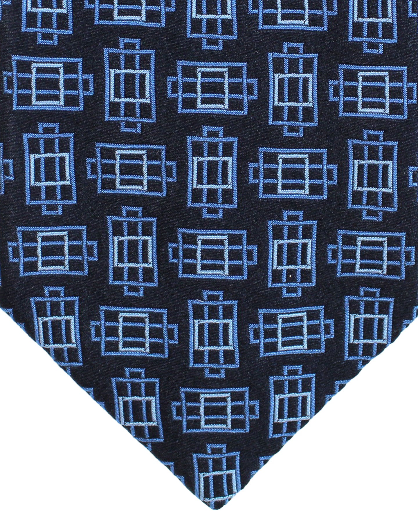 Zilli Sevenfold Tie Blue Geometric Design - Wide Necktie