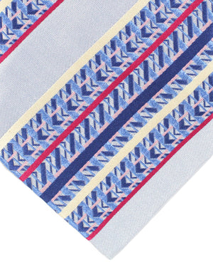 Zilli Silk Tie Blue Pink Stripes - Wide Necktie