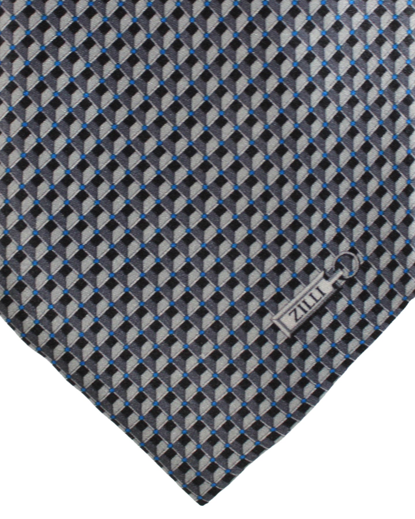 Zilli Silk Tie Gray Geometric - Wide Necktie