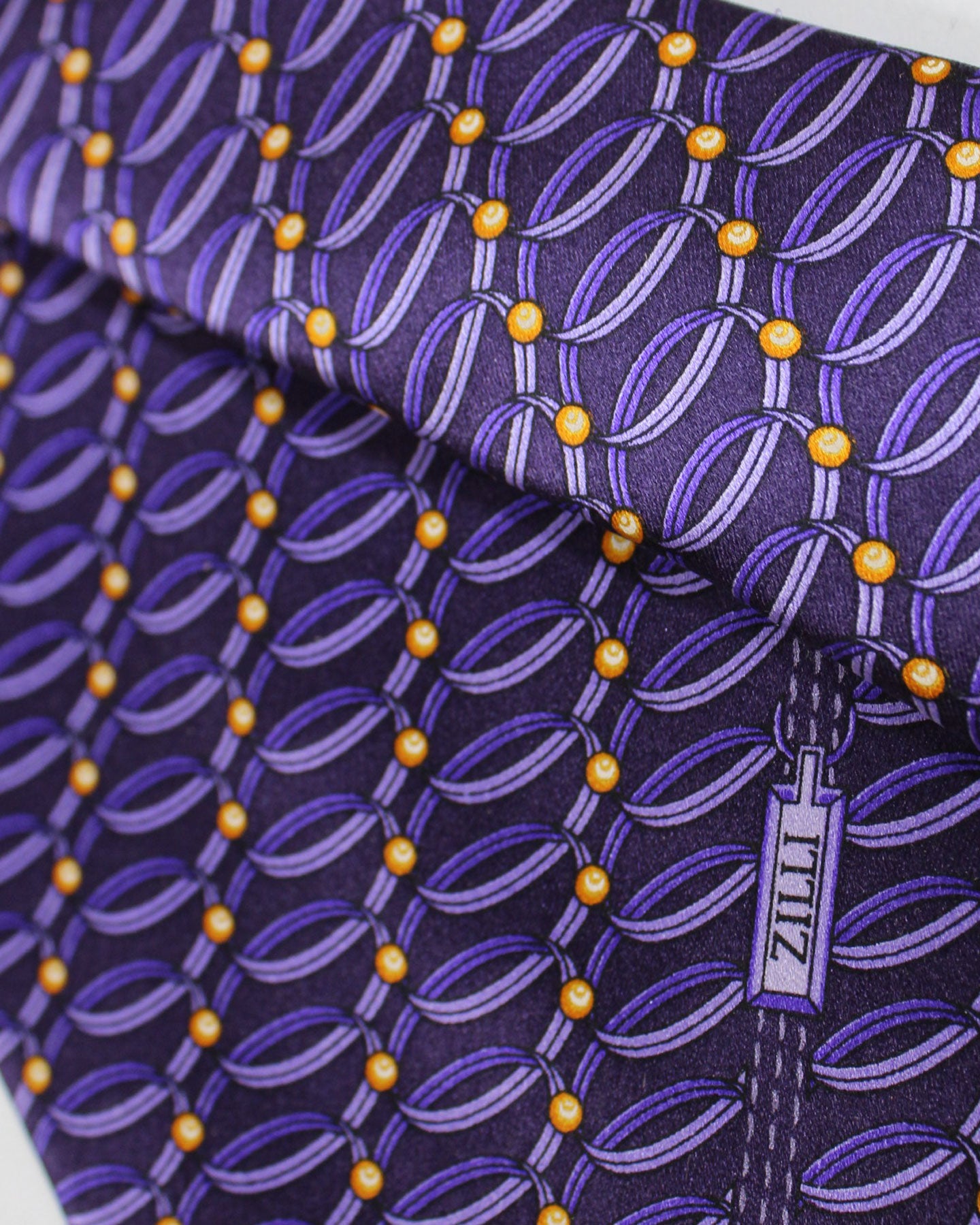 Zilli Silk Tie Purple Geometric - Wide Necktie