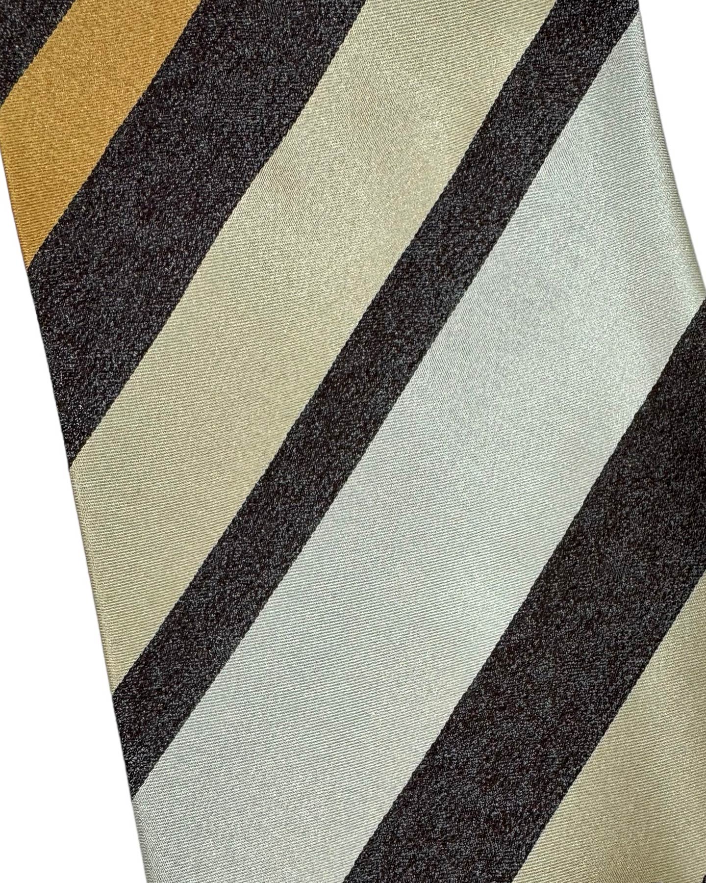 Zilli Silk Tie Gray Brown Stripes - Wide Necktie FINAL SALE