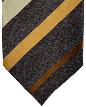 Zilli Silk Tie Gray Brown Stripes - Wide Necktie - FINAL SALE