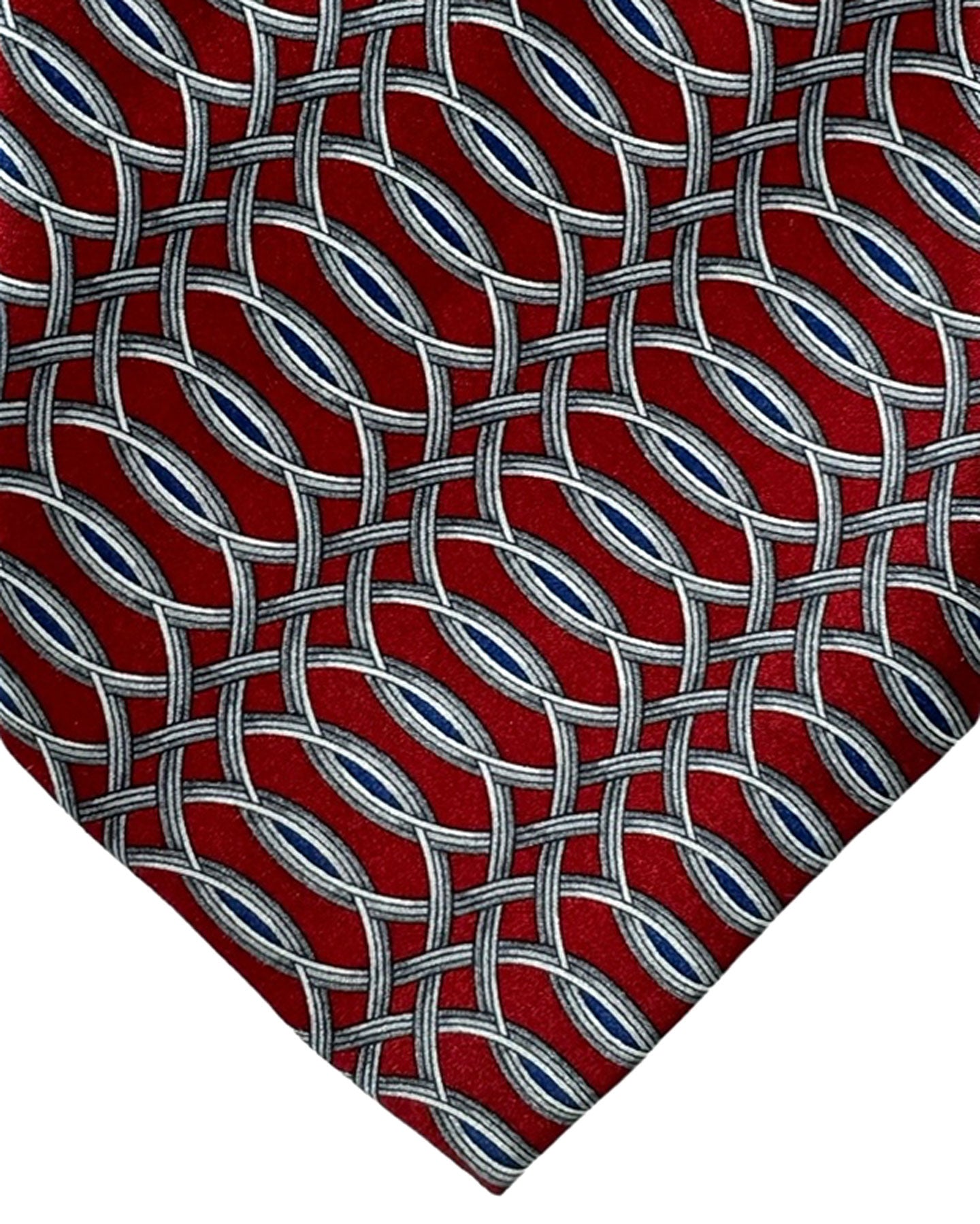 Zilli Silk Tie Maroon Silver Swirl - Wide Necktie