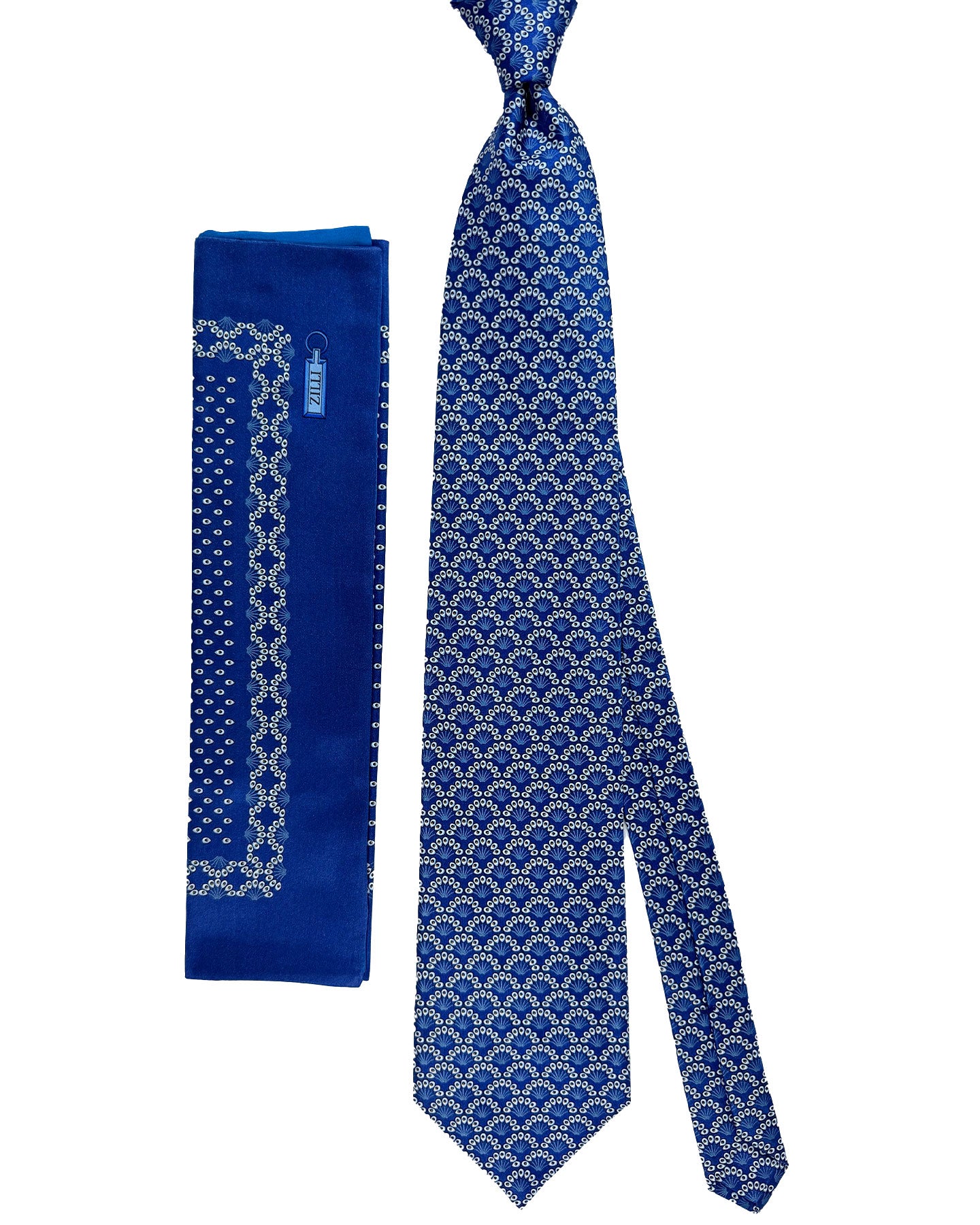 Zilli Tie & Matching Pocket Square Set Royal Blue Design