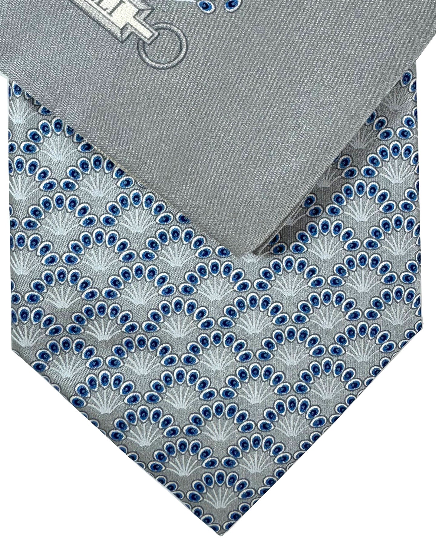 Zilli Tie & Matching Pocket Square Set Gray Blue Design