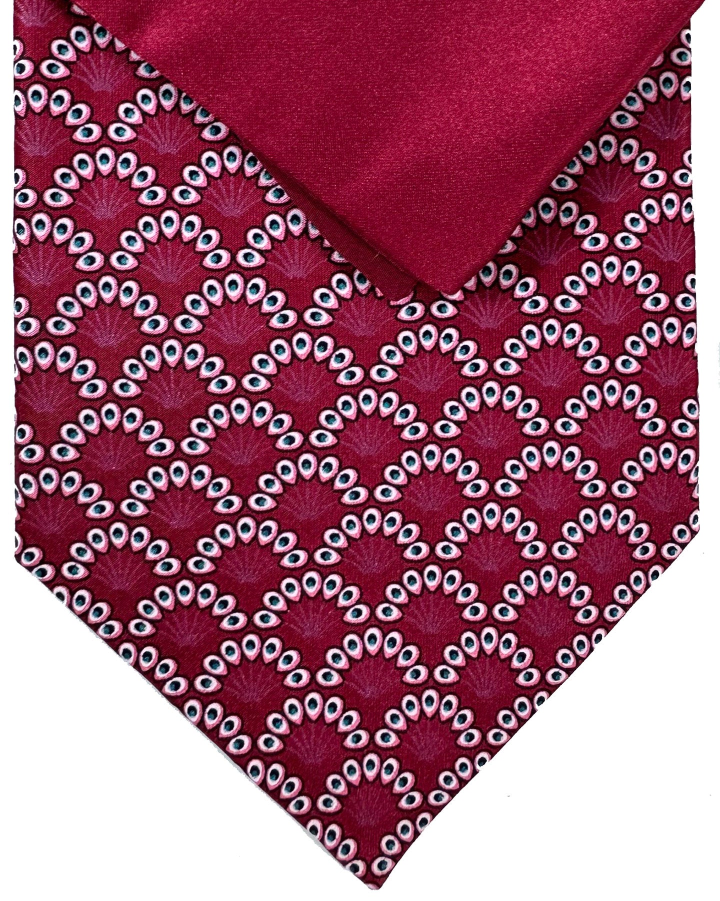 Zilli Tie & Matching Pocket Square Set Magenta Maroon