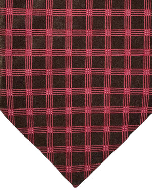 Zilli Silk Tie Dark Red Pink Check - Wide Necktie