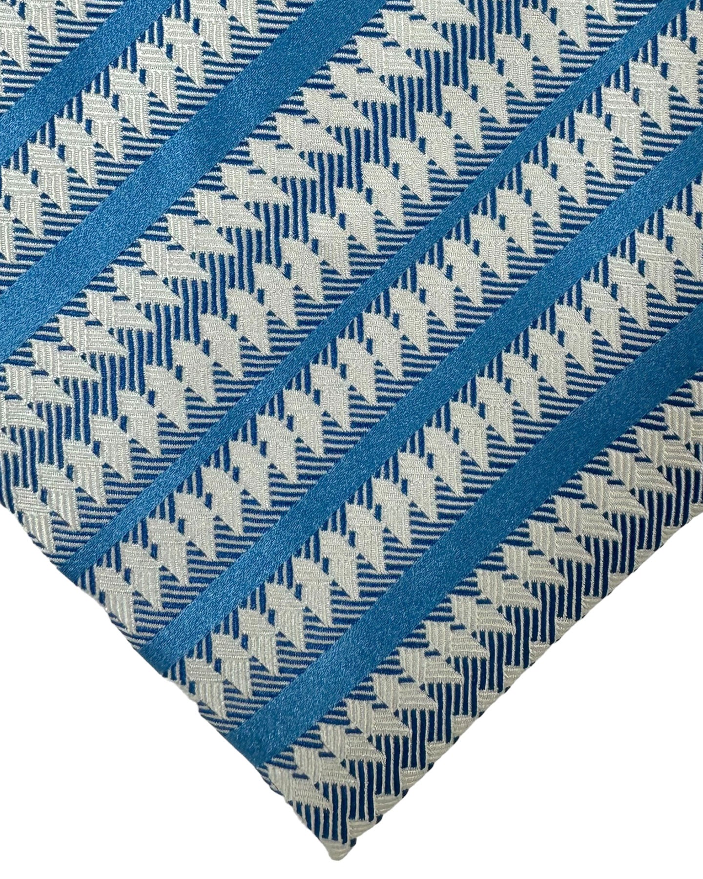 Zilli Silk Tie Blue Silver Stripes Design - Wide Necktie