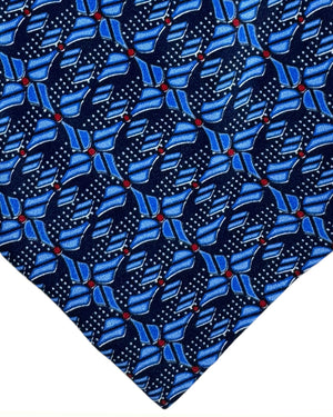 Zilli Silk Tie Navy Blue Floral - Wide Necktie