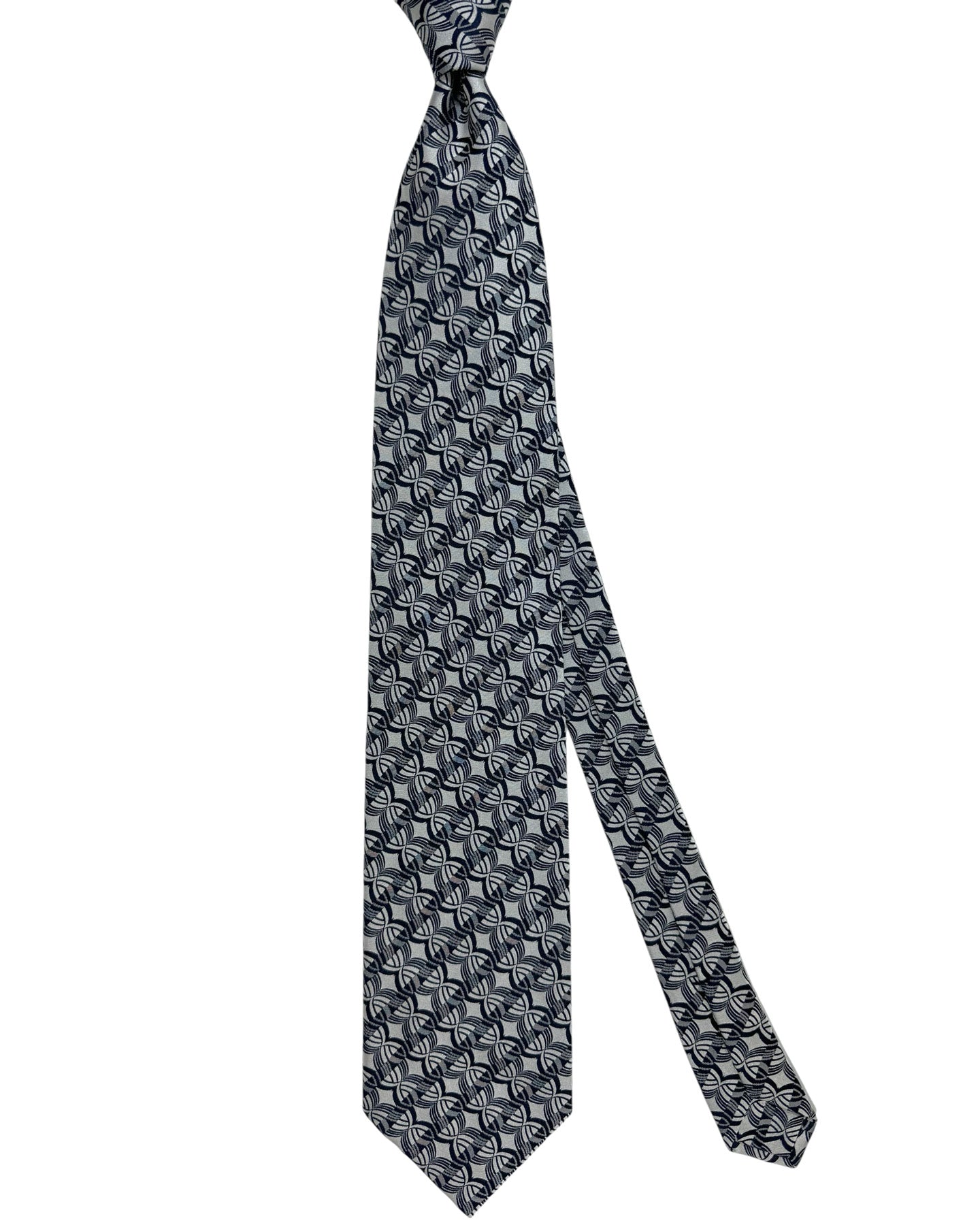 Zilli Silk Tie Gray Swirl Stripes - Wide Necktie