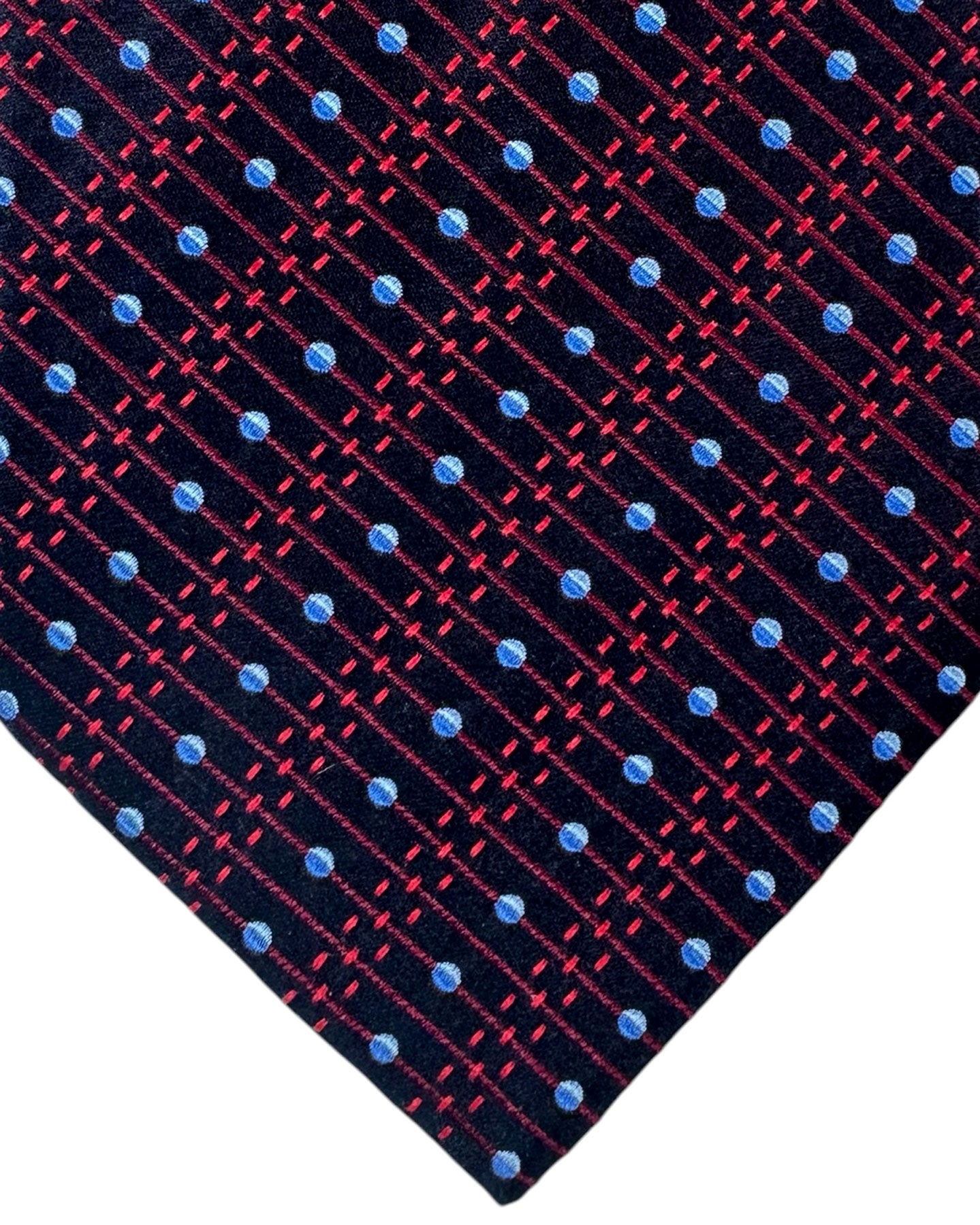 Zilli Silk Tie Dark Blue Bordeuax Stripes - Wide Necktie