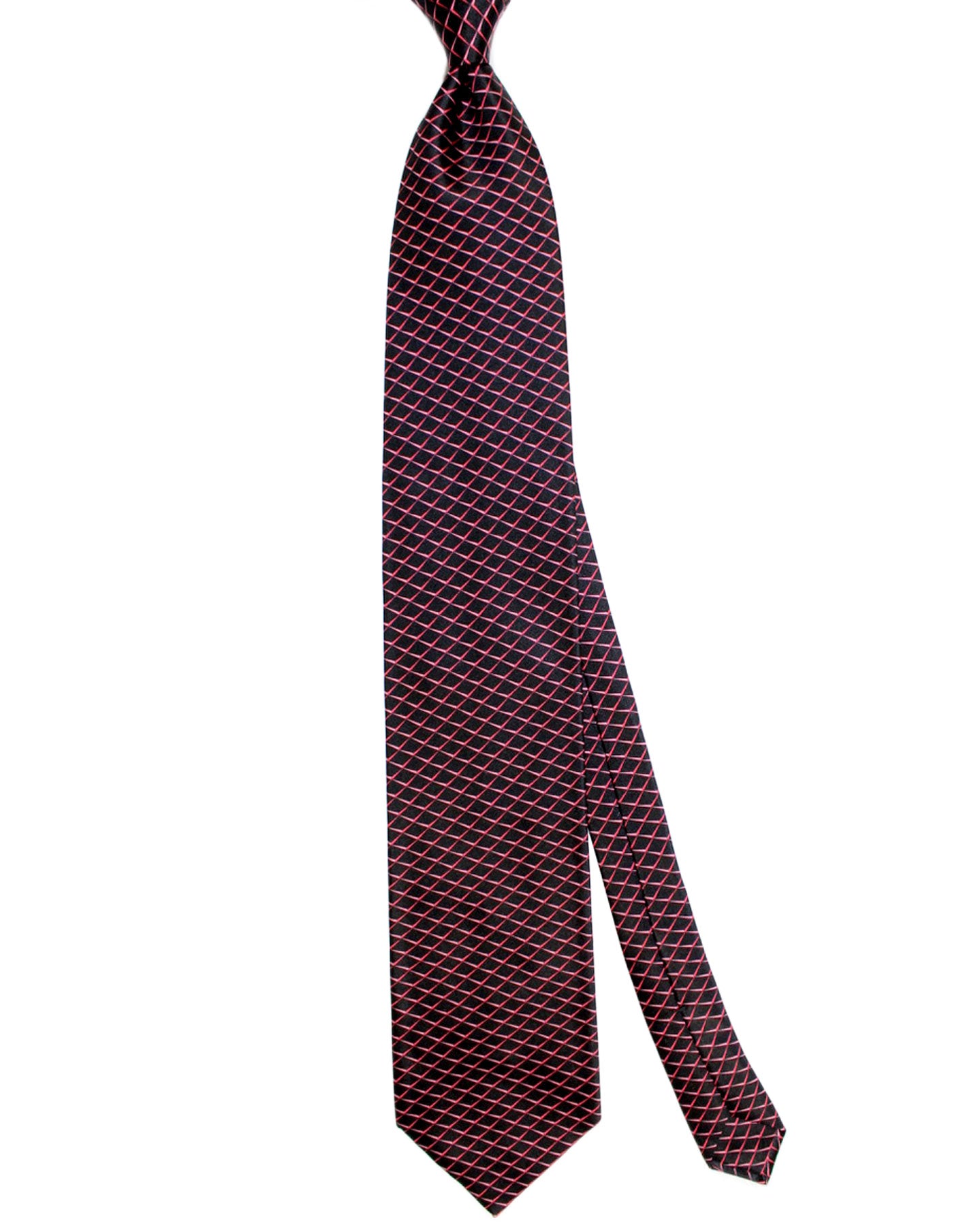 Zilli Extra Long Tie Black Red Geometric