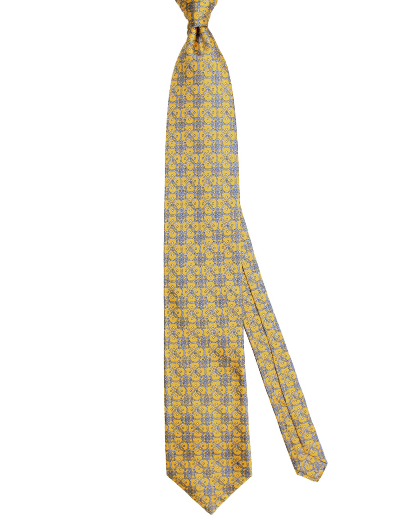 Zilli Extra Long Tie Yellow Gray Geometric