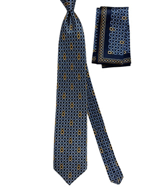 Zilli genuine Extra Long Tie & Matching Pocket Square Set 