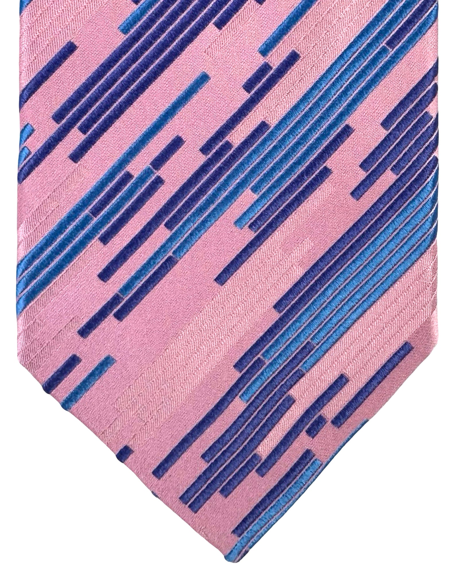 Zilli Extra Long Tie Blue Pink Design - Wide Necktie