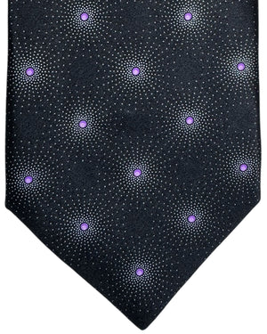 Zilli Tie Black Purple Silver Design - Wide Necktie SALE