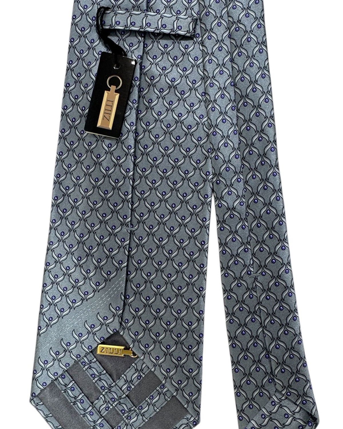 Zilli Tie Gray Lilac Design - Wide Necktie FINAL SALE