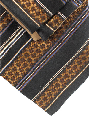 Zilli Tie & Matching Pocket Square Set Brown Stripes